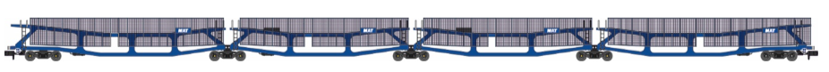 Quad Set Cartic-4 Car Carrier - MAT Blue with Mesh Screens (Set A)