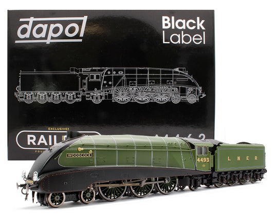 Pre-Owned BL-001-008 Black Label Class A4 Woodcock LNER Green Valanced 4-6-2 No.4493 Steam Locomotive - DCC Sound & Smoke