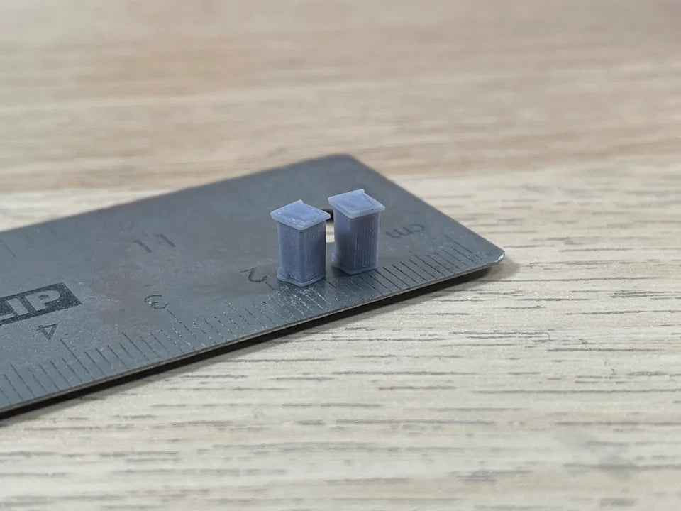 N Gauge Wheelie Bins (Pack of 15) - Unpainted