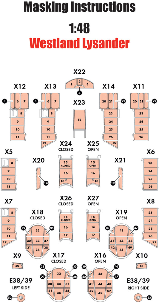 Masking Set - Westland Lysander - 1:48 Scale