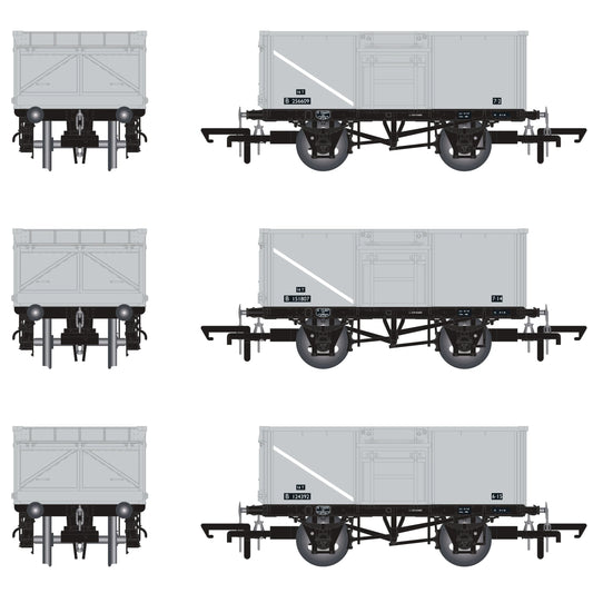 BR 16T Mineral - 1/108 - BR Freight Grey (Original text on black panels) Triple Pack - Pack B