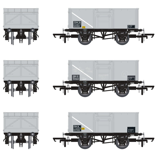 BR 16T Mineral - 1/108 - BR Freight Grey (Pre-TOPS COAL 16) Triple Pack - Pack E