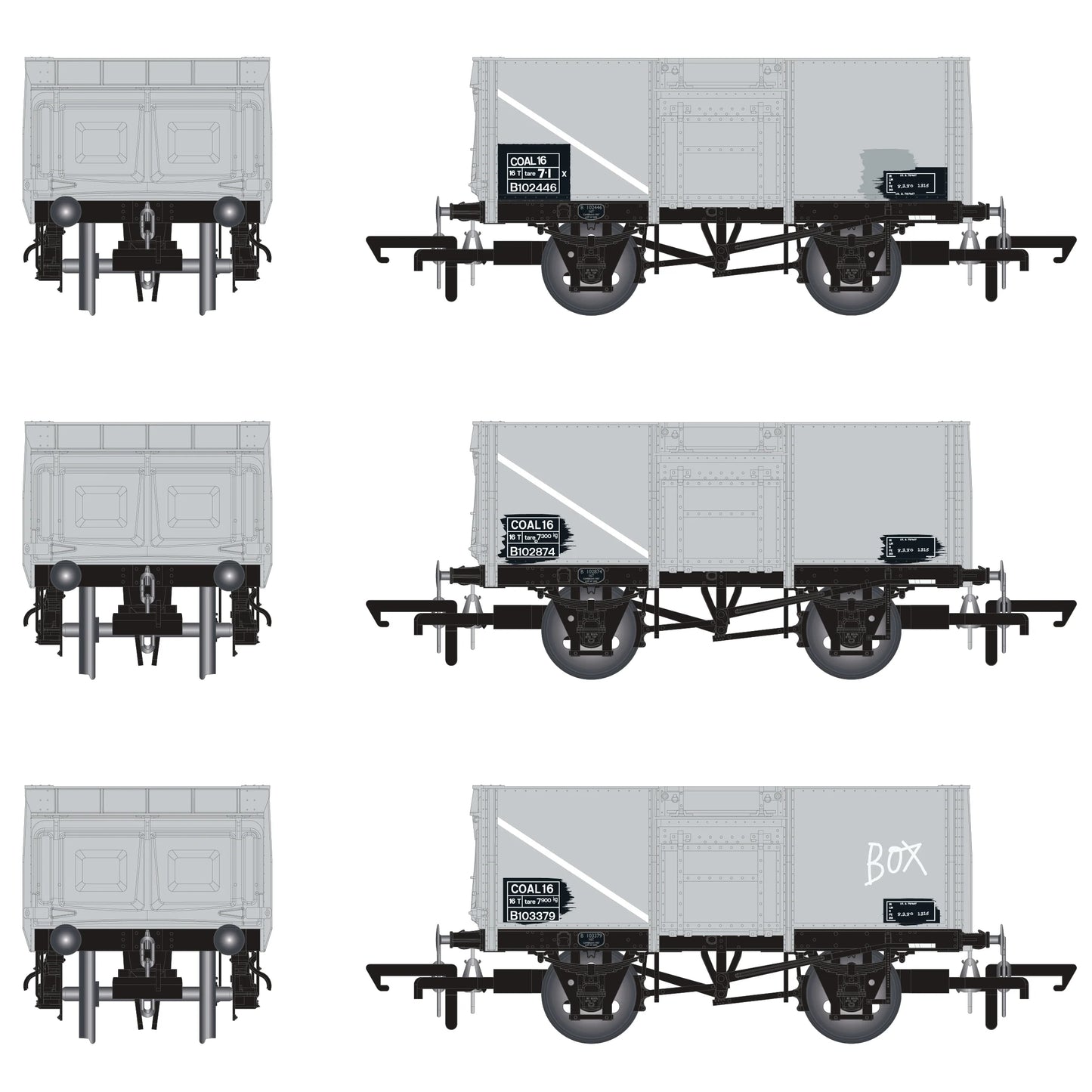 BR 16T Mineral - 1/109 - BR Freight Grey (TOPS COAL 16) Triple Pack - Pack H