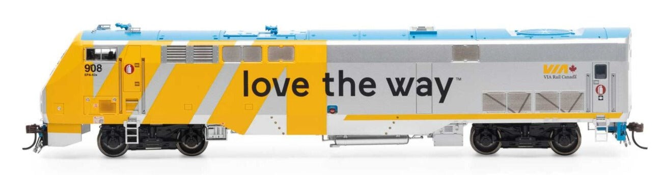 HO P42DC Locomotive With DCC & Sound, VIA, Love The Way #908 Diesel Locomotive - DCC Sound