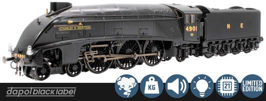 Black Label Class A4 Charles Newton Wartime Black Unvalanced 4-6-2 No.4901 Steam Locomotive - DCC Sound & Smoke