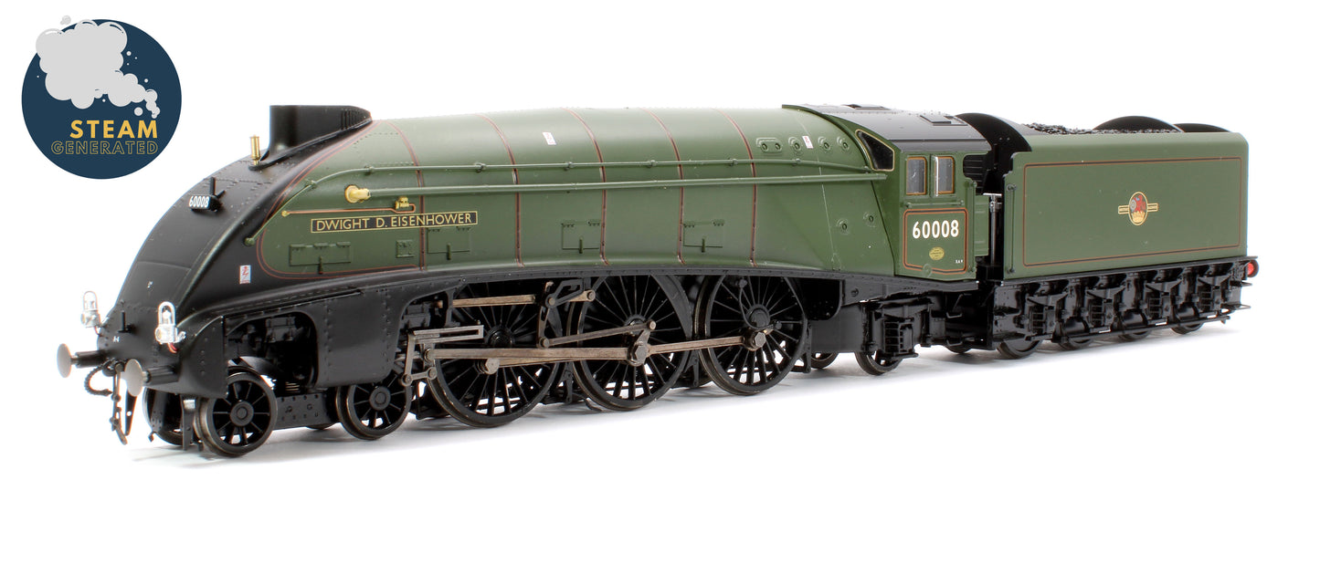 Black Label Class A4 Dwight D. Eisenhower BR Green (Late Crest) Unvalanced 4-6-2 No.60008 Steam Locomotive - DCC Sound & Smoke