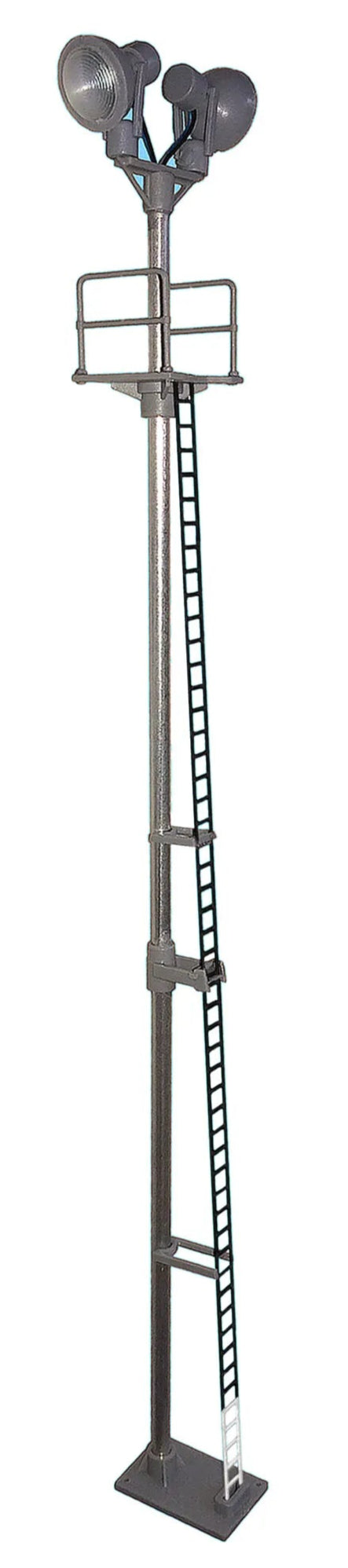 Twin Spotlight Head Tall Yard Lamp Black Ladder