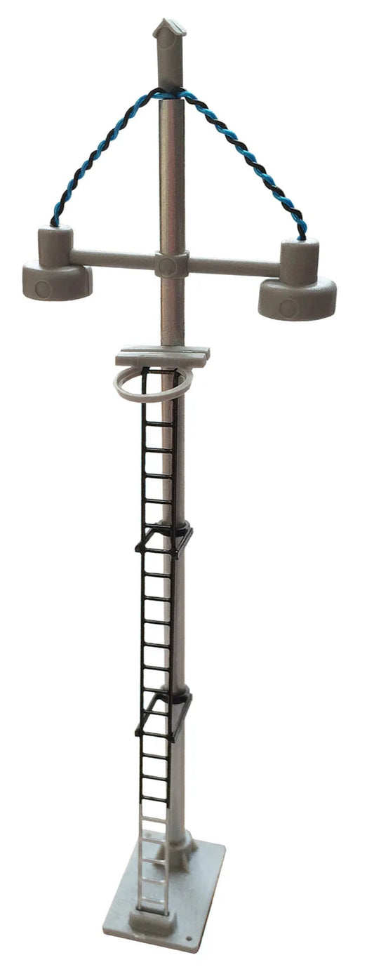 Double Bowl Head Tall Yard Lamp (Black Ladder with White Base) Yellow LED