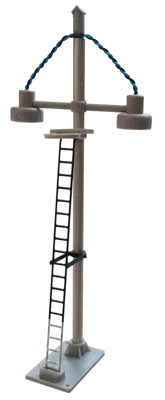 Double Bowl Head Short Yard Lamp (Black Ladder with White Base) Yellow LED