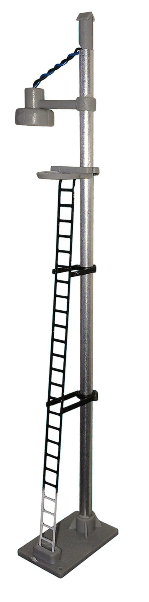 Single Bowl Head Tall Yard Lamp (Black Ladder with White Base) Yellow LED