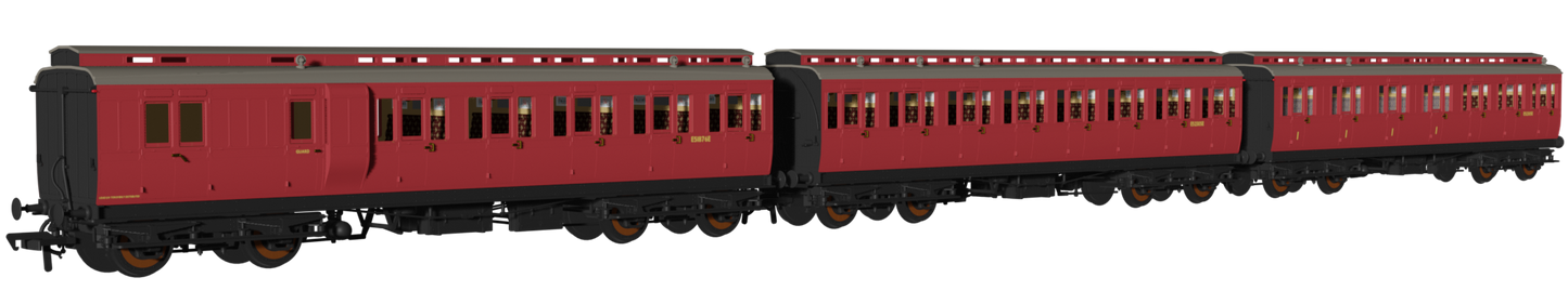 'Evolution' 48' BR Crimson Non-Corridor Carriage No.E51876E, E52305E & E51366E Triple Pack