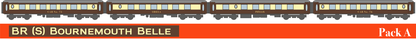 RT-KP-BR-245A Pack of 4 All-steel K-type Pullman BR(S) - Bournemouth Belle Pack A