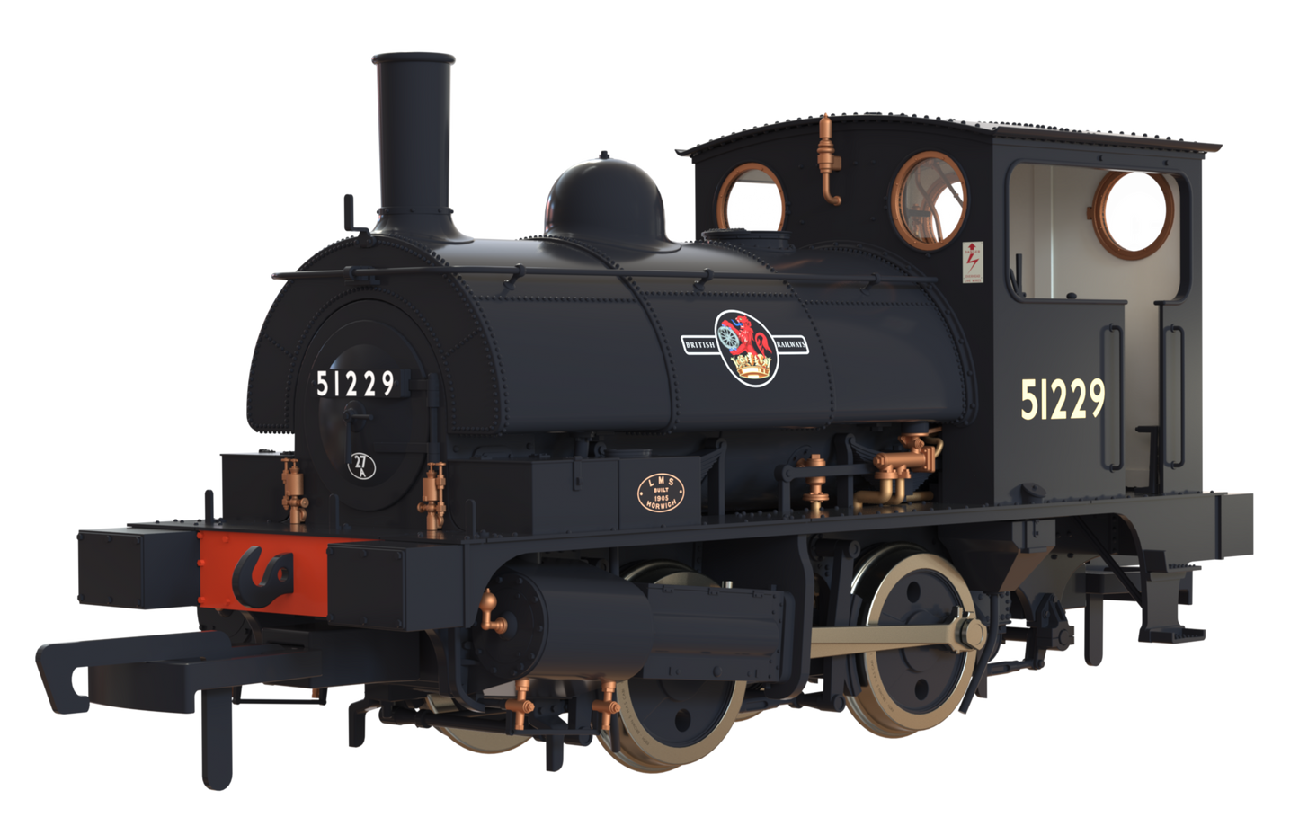 LYR 'Pug' 0-4-0ST 51229 BR Black Late Crest Steam Locomotive - DCC Sound