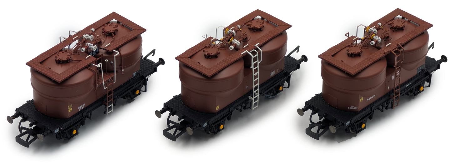 Set of 3 Prestwin Silo Wagons in BR Bauxite - Pre TOPS