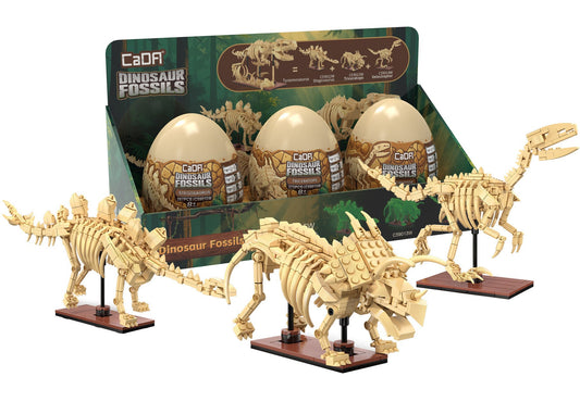 C59015W Tray of 3 Dinosaur Eggs with Stegosaurus, Triceratops & Velociraptor