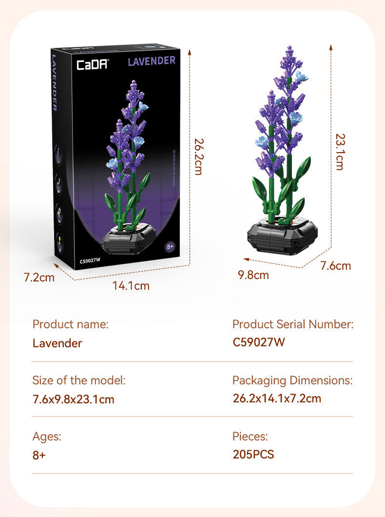 C59027W Lavender Building Block Planter - 205 pcs