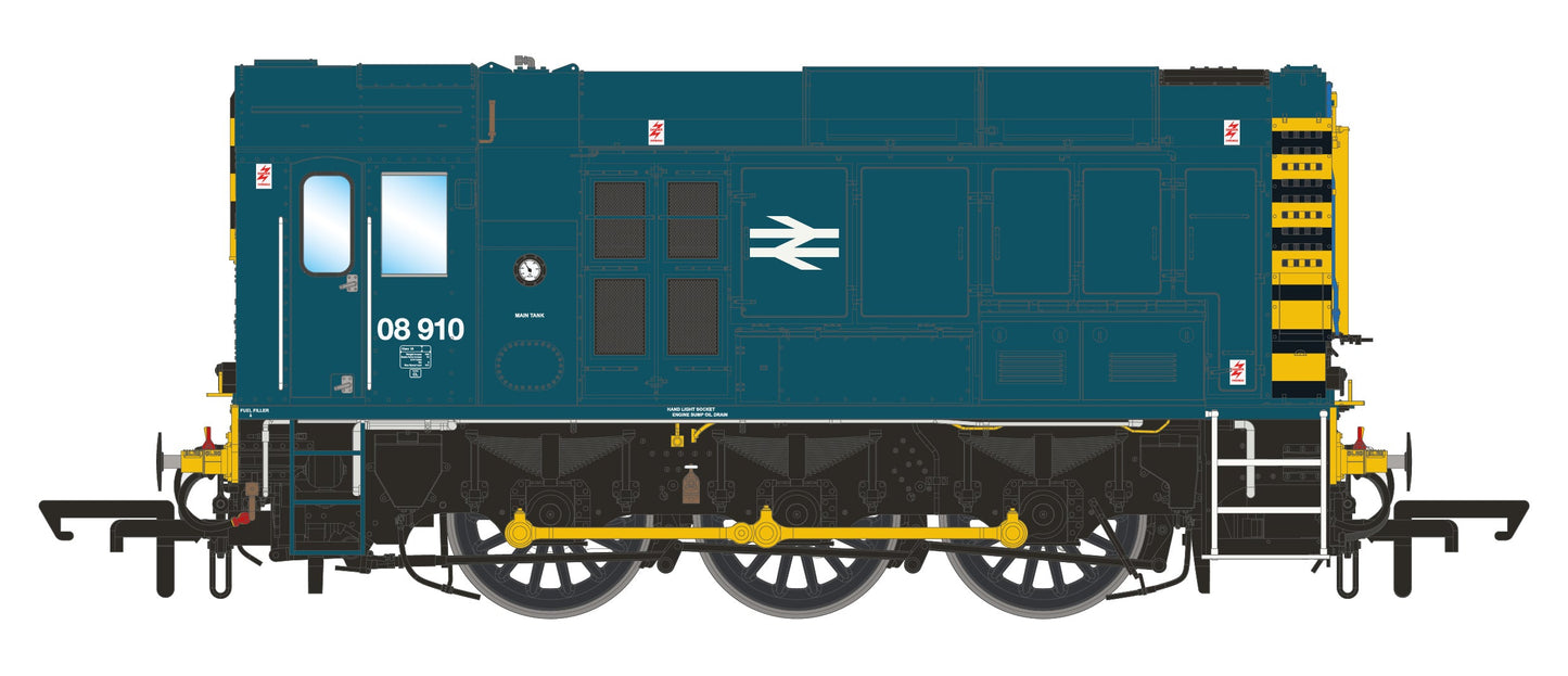 Class 08 BR Blue Wasp Stripes 08910 Diesel Shunter Locomotive - DCC Sound
