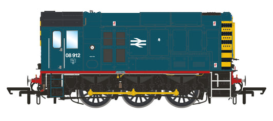 Class 08 BR Blue Wasp Stripes (Red Running Plate) 08912 Diesel Shunter Locomotive - DCC Sound