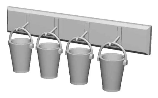 O Gauge Railway & Lineside - 4x Fire Buckets and Stand (Pack of 2)