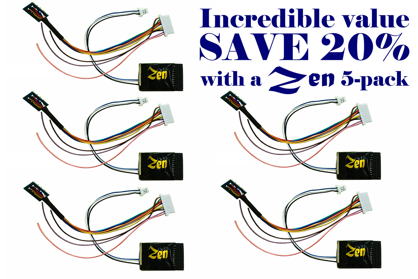 Zen Black Decoder: 21-pin + 8-pin connectability 21MTC 4 full power + 2 Logic functions (5-Pack)