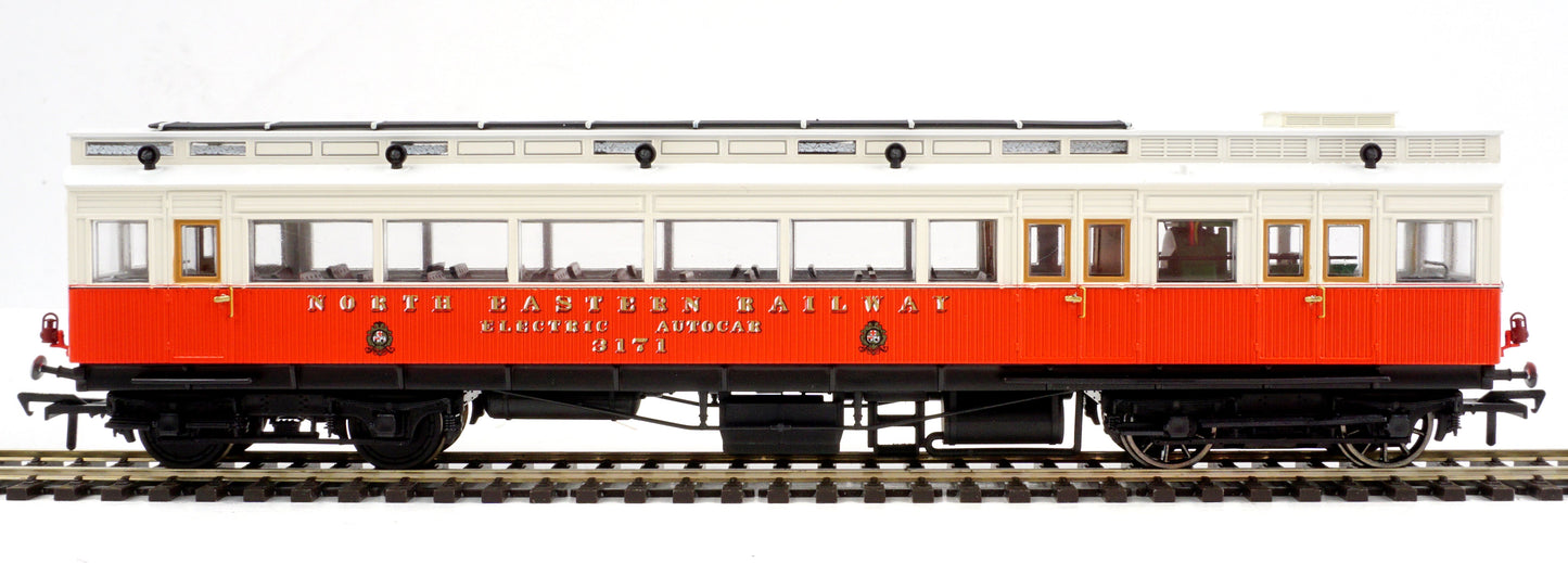 Pre-Owned North Eastern Railway Electric Autocar No.3171 Red/Cream (1904-30) - DCC Sound