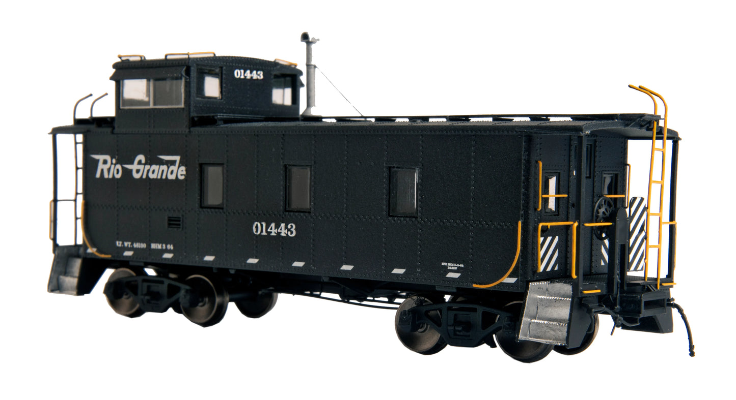 HO D&RGW End Cupola Steel Caboose w/ Early Mods: Black Scheme: #01429