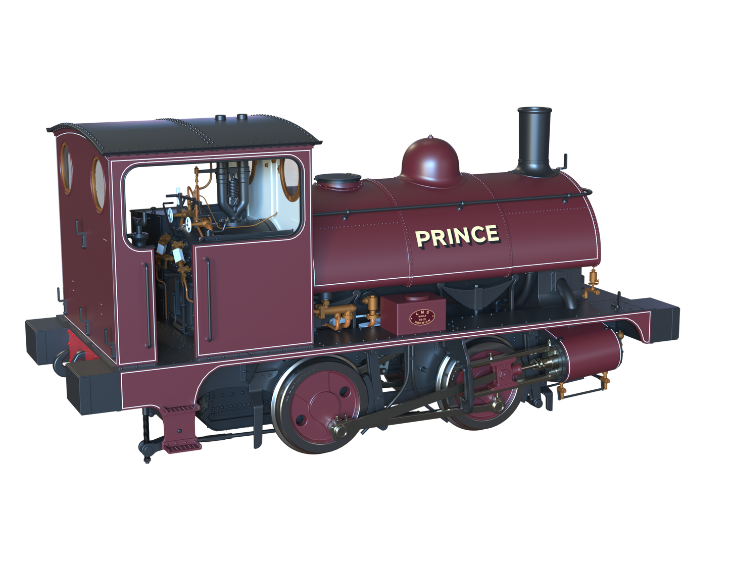 LYR 'Pug' 0-4-0ST "Prince" United Glass Bottle Manufacturer Lined Red Steam Locomotive