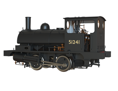 LYR 'Pug' 0-4-0ST 51241 BR Black No Emblems Steam Locomotive