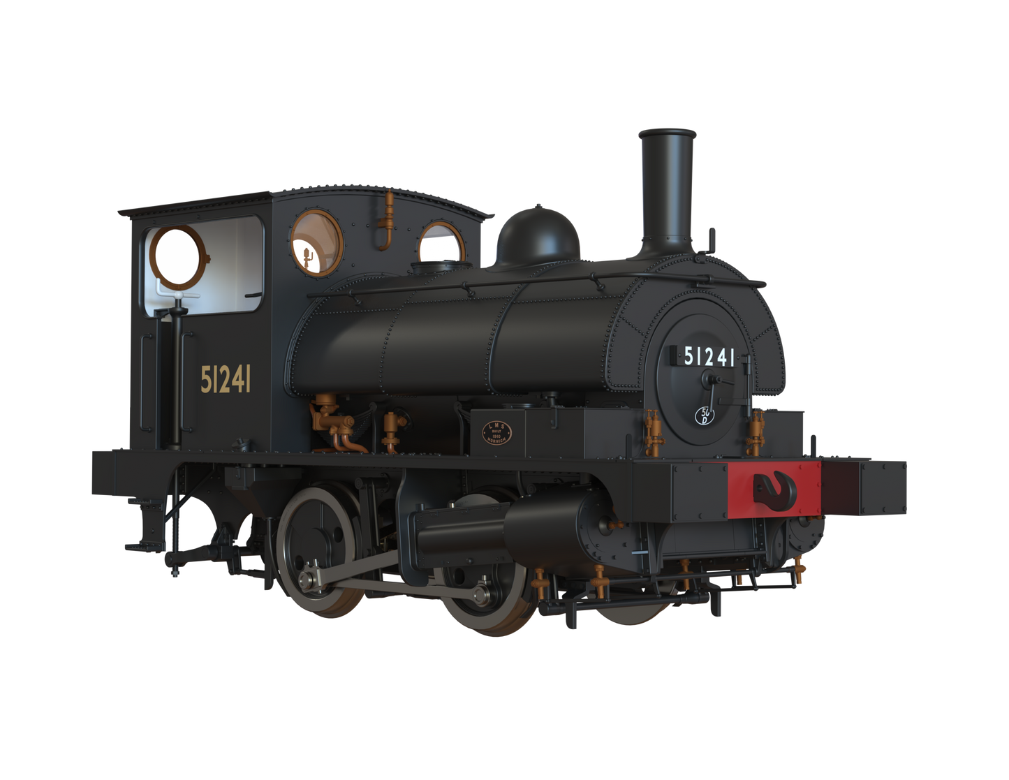 LYR 'Pug' 0-4-0ST 51241 BR Black No Emblems Steam Locomotive