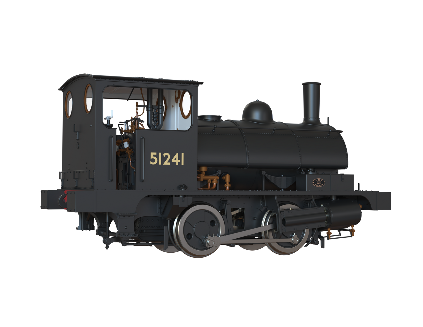 LYR 'Pug' 0-4-0ST 51241 BR Black No Emblems Steam Locomotive