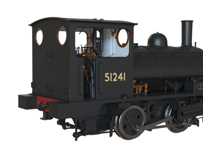 LYR 'Pug' 0-4-0ST 51241 BR Black No Emblems Steam Locomotive