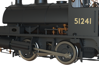 LYR 'Pug' 0-4-0ST 51241 BR Black No Emblems Steam Locomotive