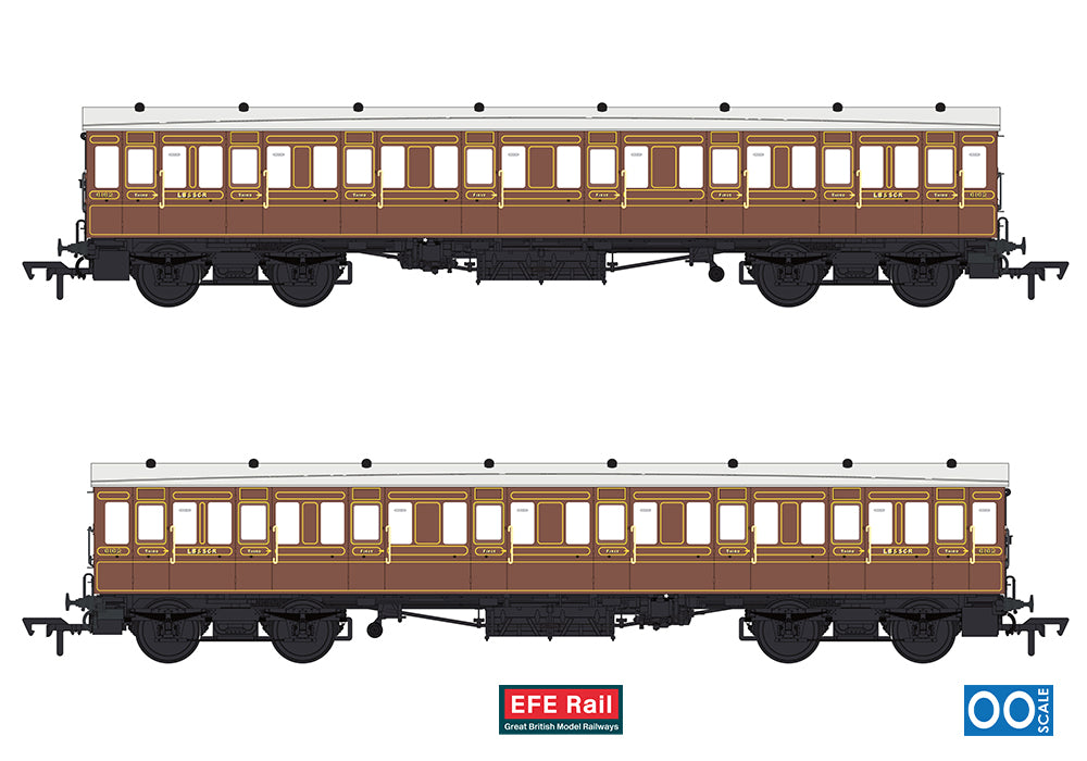 E86027 54ft non-Corridor Composite LBSCR Raw Umber No.6162
