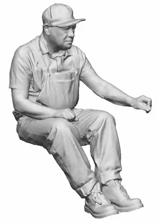 TT:120 Gauge - North American - Seated Engineer using Regulator - Left Hand Raised