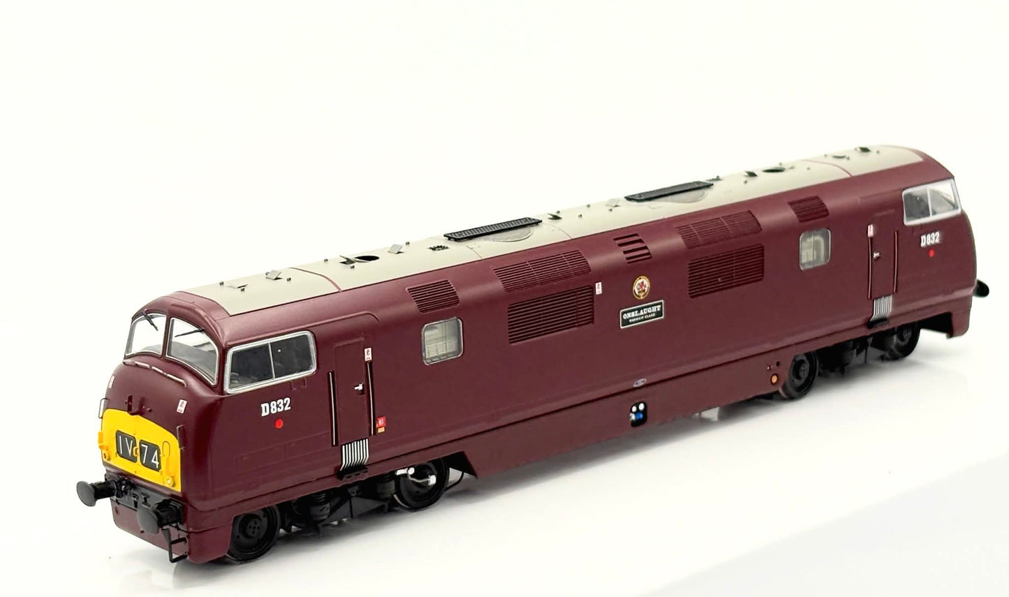 Class 42 'Warship' V1 BR Maroon SYP 'Onslaught' No.D832 Diesel Locomotive - DCC Sound