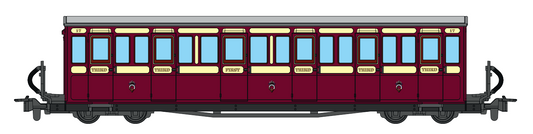 Ffestiniog Railway Short 'Bowsider' Bogie Coach, Red & Cream, No. 18