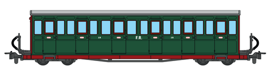 Ffestiniog Railway Short 'Bowsider' Bogie Coach, Colonel Stephens Green, No. 17