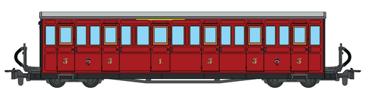 Ffestiniog Railway Short 'Bowsider' Bogie Coach, 1970s Red, No. 17