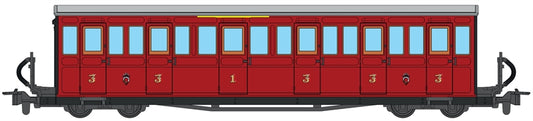 Ffestiniog Railway Short 'Bowsider' Bogie Coach, 1970s Red, No. 18