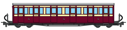 Ffestiniog Railway Long 'Bowsider' Bogie Coach, Red & Cream, No. 19