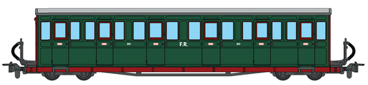 Ffestiniog Railway Long 'Bowsider' Bogie Coach, Colonel Stephens Green, No. 20