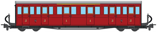 Ffestiniog Railway Long 'Bowsider' Bogie Coach, 1970s Red, No. 19