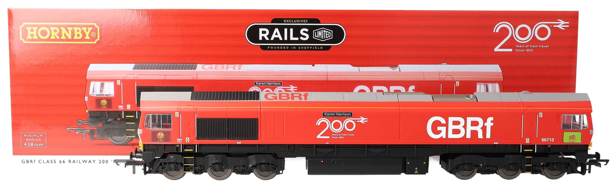 R30549 RailRoad Plus GBRf Class 66 Railway 200 'Karen Harrison' 66710 Diesel Locomotive