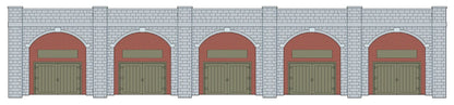 LK12170 Lineside Kit TT:120 Retaining Wall with lockup business below - Brick & Stone