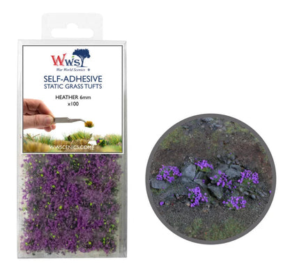 6mm Heather Self-Adhesive Static Grass Tufts x 100