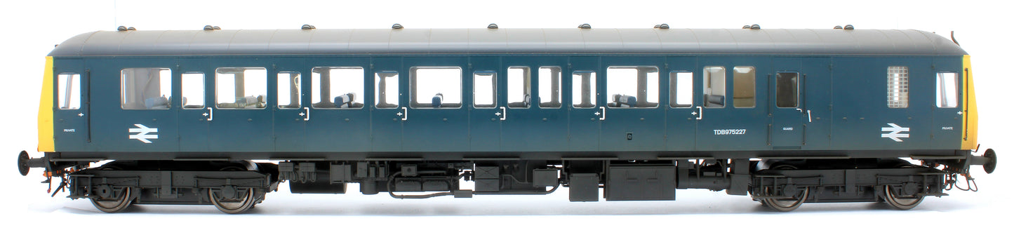 Class 122 BR Blue (Yellow Ends) Single Car DMU TDB975227 - Weathered