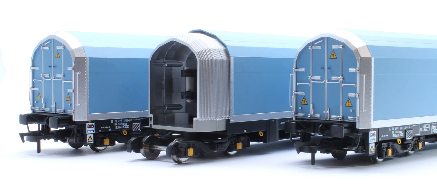 OO/4mm 5-car Arbel WIA car carrier with RfD squadron branding. Wagon 85 70 4971 001-8