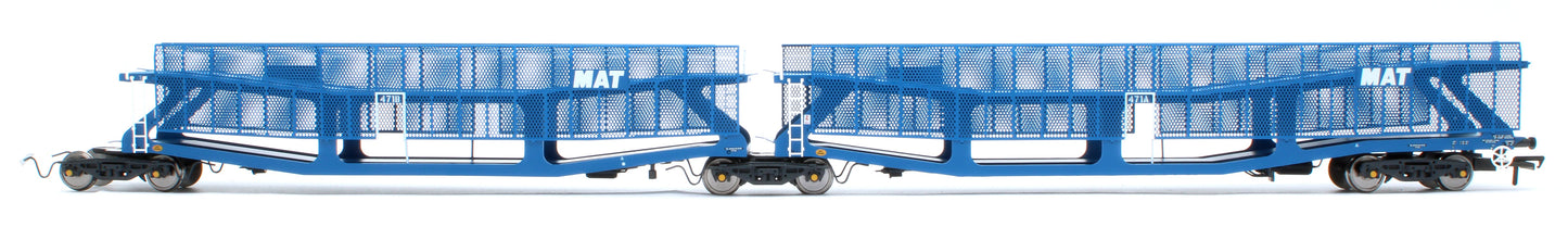 Pre-Owned RT-OO-CAR4-436B Quad set Cartic-4 car carrier - MAT blue with mesh screens (set B)