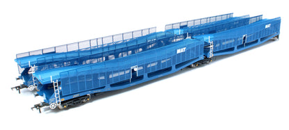 Pre-Owned RT-OO-CAR4-436B Quad set Cartic-4 car carrier - MAT blue with mesh screens (set B)