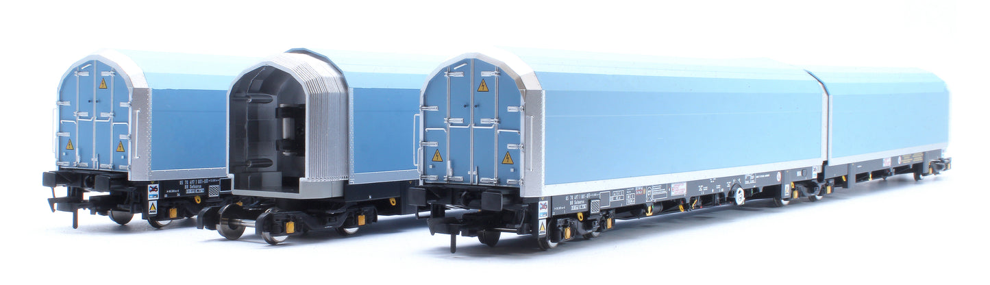 OO/4mm 5-car Arbel WIA car carrier with RfD squadron branding. Wagon 85 70 4971 001-8